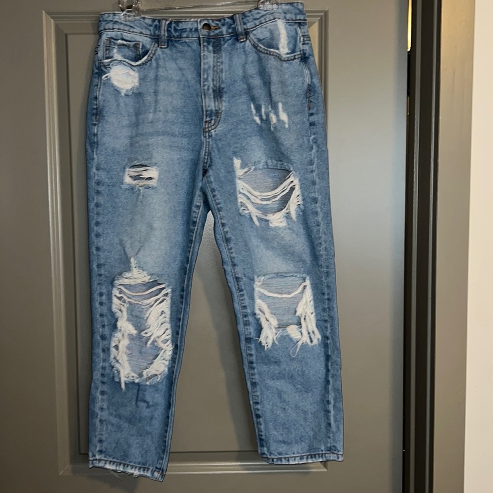 Fashion nova high waisted distressed jeans size 9